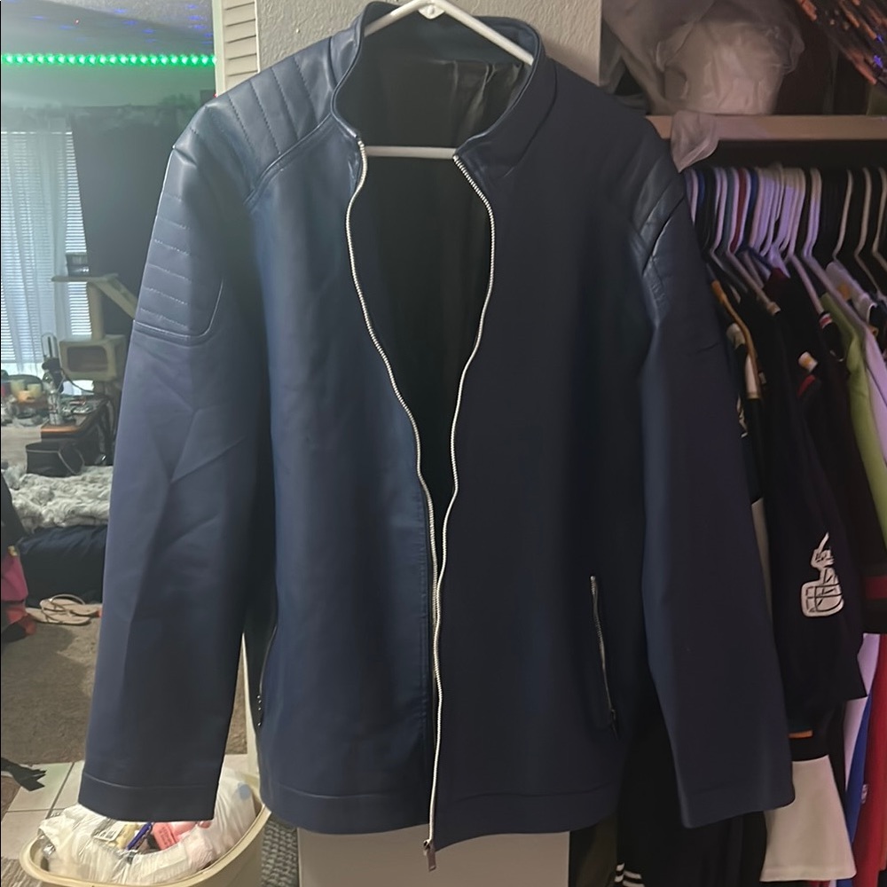 XL Men's Blue leather Jacket
